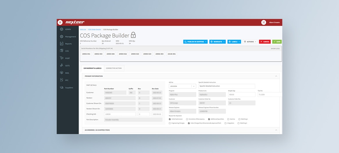 Customer Order Status Nexteer